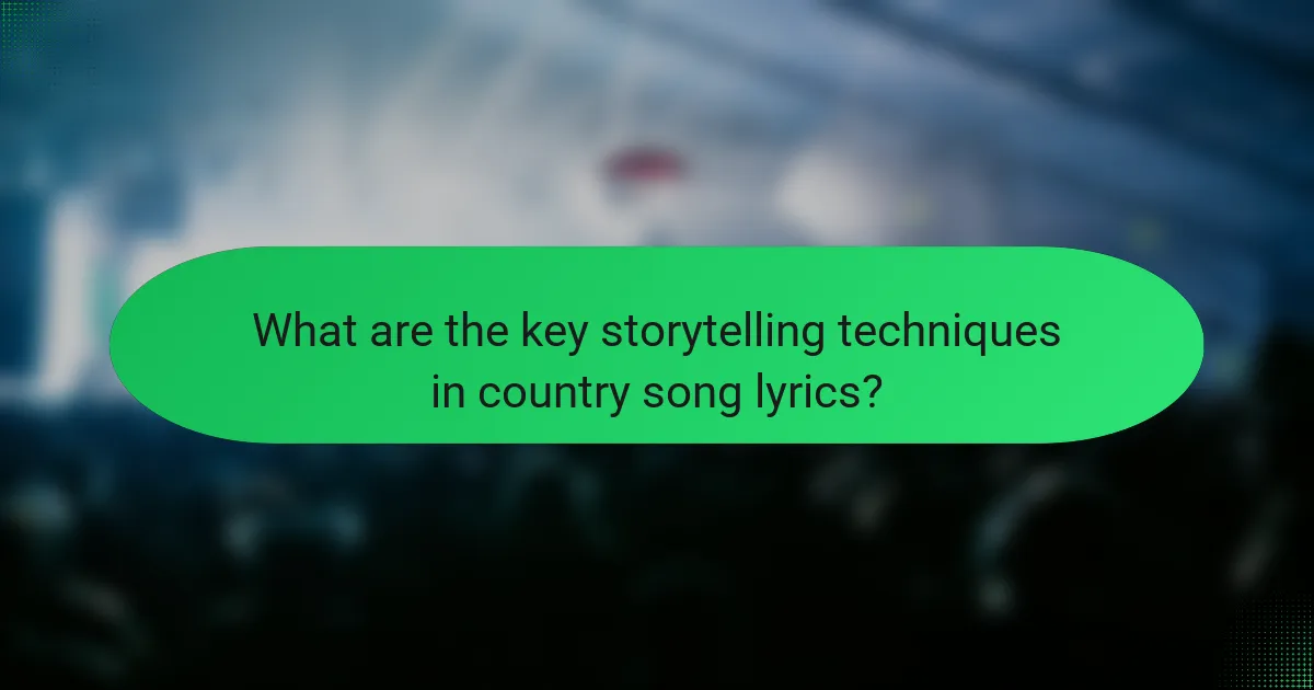 What are the key storytelling techniques in country song lyrics?
